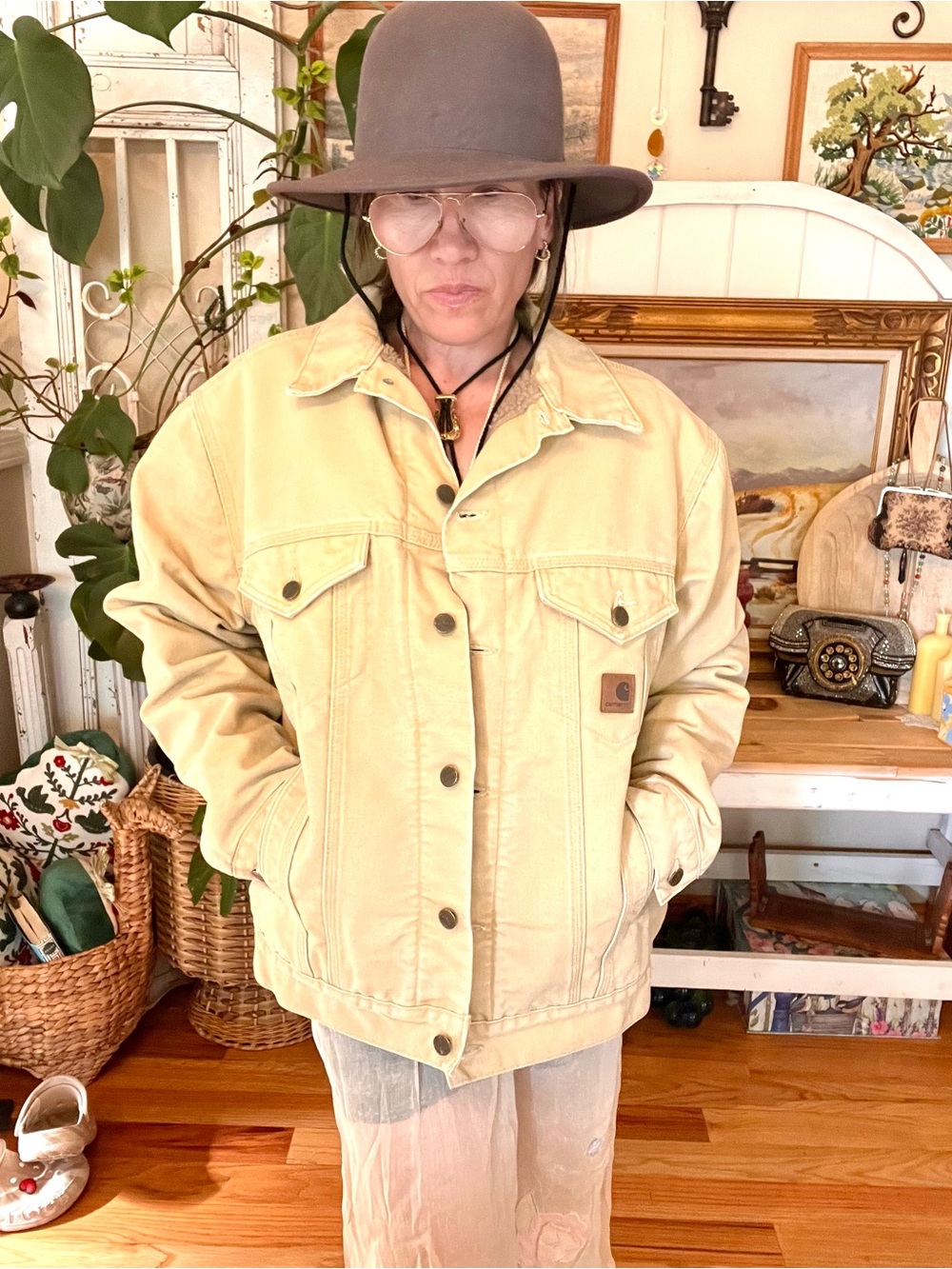 Vintage Perfectly Broke In Carhartt J233 FRB Sherpa Lined Trucker Jacket
